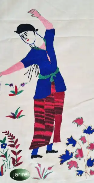 پرده گلدوزی شده قدیمی لیلی و مجنون