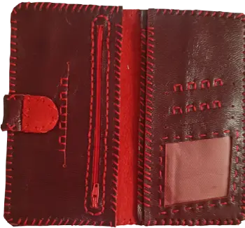 کیف پول زنانه چرم طبیعی زرشکی