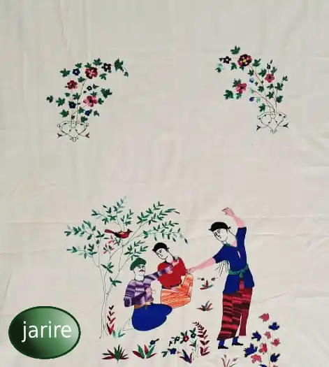 پرده گلدوزی شده قدیمی لیلی و مجنون