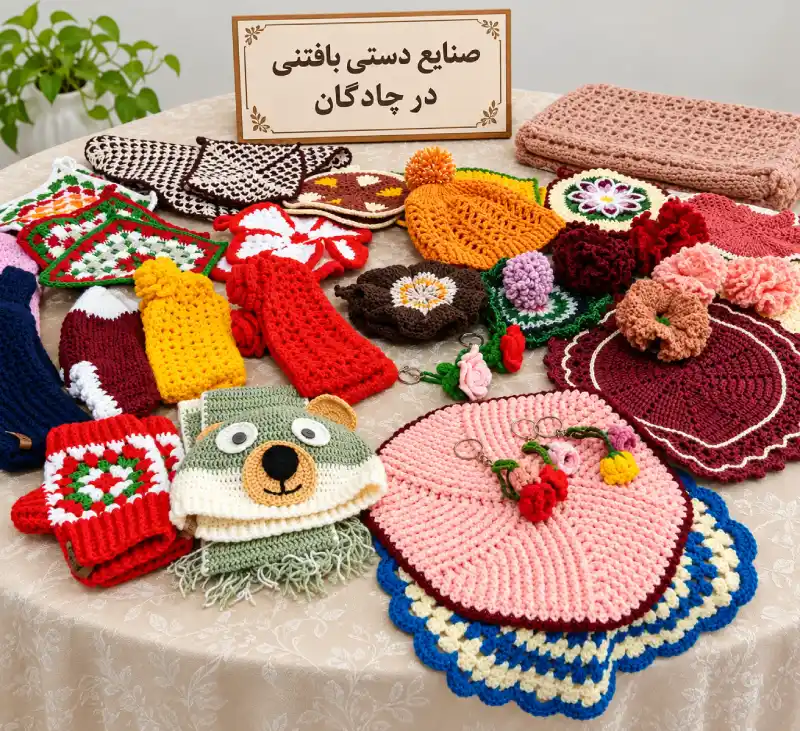 صنایع دستی بافتنی در چادگان (خانم راضیه مظاهری فرد)